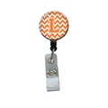 Carolines Treasures Letter L Chevron Orange and White Retractable Badge Reel CJ1046-LBR